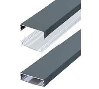 Conduit de câbles Design 50mm Plat en Aluminium laqué Anthracite RAL7016 satiné Autocollant 50 mm x 15 mm ALUNOVO® (Longueur: 80cm)