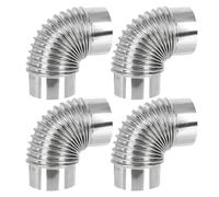 Conduit de Fumée Coudé en Acier Inoxydable 90 Degrés 13x13x6cm 4 pièces | Poêle à Bois, Finition Polie Argentée, Joints sans Soudure, Camping et Ventilation Intérieure