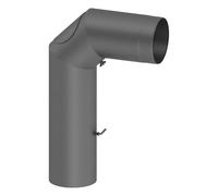 Conduit poêle à bois - Coude (450 mm x 700 mm) - avec trappe d’entretien et clapet papillon - gris - Tecnovis TEC-Stahl 120 mm