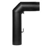 Conduit poêle à bois - Coude (450 mm x 700 mm) - avec trappe d’entretien et clapet papillon - noir - Tecnovis TEC-Stahl 150 mm