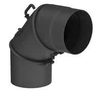 Conduit poêle à bois - Coude mobile 0-90° 3 parties avec papillon et porte - noir - Tecnovis TEC-Stahl 180 mm