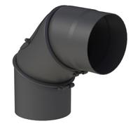 Conduit poêle à bois - Coude mobile 0-90° 3 pièces avec porte - noir - Tecnovis TEC-Stahl 120 mm