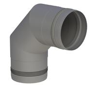 Conduit poêle à granule - Coude fixe 90° avec double manchon - gris - Tecnovis TEC-Pellet 80 mm