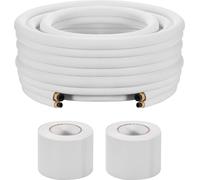Conduite de réfrigérant - Kit de tuyaux en cuivre - 15,24 m - Ø 6,4 et 12,7 mm - Isolation PE - Avec écrous à sertir - Colliers de serrage inclus - Pour climatiseur split/mini split/pompe à chaleur