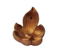 Cône de reflux et de bâton avec fleur en résine, Gold | Accent décoratif en résine, positions dédiées pour les cônes de reflux et les bâtons parfumés, forme de fleur