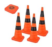 Cône de route pliable 4 pièces, marqueur d'avertissement de 27,6 pouces | Cônes de signalisation pliables avec bande réfléchissante, marqueur d'avertissement routier à Base en plastique ABS
