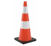 Cône de signalisation Relaxdays, 75 cm, cône de barrage, haute visibilité, réfléchissant, cône de chantier, PVC et caoutchouc, orange/argent