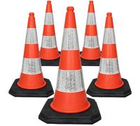 Cône de signalisation routière noir de 750 mm de hauteur, avec bande réfléchissante
