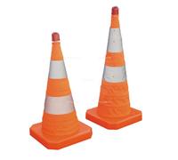 CONE DE SIGNALISATION VISO PLIABLE 70CM LAMPE CLIGNOTANTE ORANGLE/BLANC - SSC370