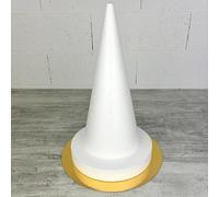 Cone en polystyrène Plein de 40 cm et Son Disque de 25 cm EP 4 cm, Présentoir 44 cm à Macarons, Choux, Plateau doré réversible