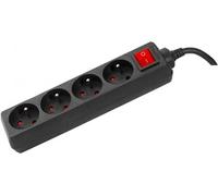 CONECTICPLUS Multiprise électrique 4 prises avec interrupteur 1.50m noire