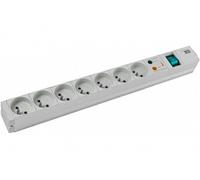 CONECTICPLUS Multiprise électrique 7 prises cee 7/5 rackable 19 pouces interrupteur et parafoudre 1.50m