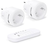 conecto® Set de prises sans fil: 2x prises sans fil et 1x télécommande, usage intérieur, 2300 watts, design compact, blanc