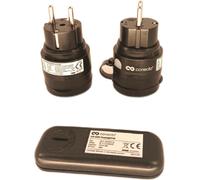 conecto Prises de courant sans fil avec télécommande à l'extérieur, 2300 Watt, 230V, 2 x prises de courant avec télécommande radio, kit d'extérieur, IP44, économie d'énergie, portée 30m, noir