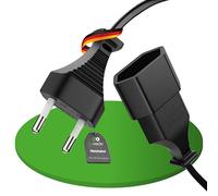 conecto rallonge de câble d'alimentation, fiche Euro Droite à Prise Euro Droite, câble d'alimentation Euro pour appareils ménagers, 2,00 m, Noir