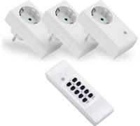 conecto® Set de prises radio : 3x prise radio et 1x télécommande, 1100 Watt, blanc