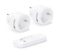 conecto® Set de prises sans fil: 2x prises sans fil et 1x télécommande, usage intérieur, 2300 watts, design compact, blanc