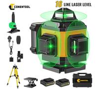 CONENTOOL Niveau laser 4D 16 lignes 360° ° Niveau laser croisé vert auto-nivelant avec trépied et télécommande - Outil de mesure professionnel Bag no Tripod 06