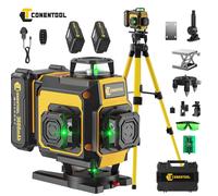 CONENTOOL Niveau laser avec trépied, multifonctionnel 4D 16 lignes transversales, 360 ° Fenêtre rotative auto-nivelante, 2 batteries et chargeur 3.6Ah with Tripod