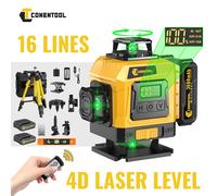 CONENTOOL Niveau laser vert 16 lignes 4x360 autonivelant avec trépied, télécommande, 535nm haute luminosité, machine de mesure horizontale et verticale, rechargeable Type C, double batterie, outil 8 L