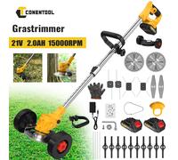 CONENTOOL Tondeuse à gazon électrique 21V multifonctionnelle avec roue, désherbeuse, outils de jardin pour batterie Makita 18V Green 2 Batteries