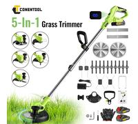 CONENTOOL Tondeuse à gazon électrique 21V sans fil 8 pouces avec 5 types de lames et roues, outils de jardin compatibles avec batterie Makita 18V Green 2 Batteies