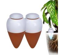 Cônes d'arrosage Relaxdays, en lot de 2, 350 ml, terre cuite/blanc | Arrosoir avec couvercle, plantes d'intérieur et jardinières de balcon
