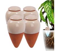 Relaxdays Cônes d'arrosage – Lot de 4, terre cuite beige, 350 ml, avec couvercle