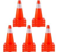 Cônes de sécurité routière SM® - 20 cônes de stationnement en PVC - 45,7 cm - avec 1 collerette réfléchissante - 27,9 x 27,9 cm - base en PVC rouge pour les routes à niveau d'avertissement élevé - cha