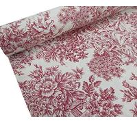 Confection Saymi En métrage 0,50 m Tissu en toile Motif toile de Jouy Romantique rouge, largeur 2,80 m