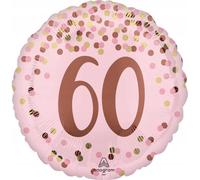 Confetti rose Ballon en plastique 60e anniversaire Décoration de fête 46cm