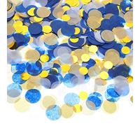 Confettis de table ronds en papier de soie pour décoration de fête d'anniversaire de mariage, 50 g 0.98 Inch Blue Gold Confetti