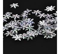 Confettis festifs en forme de flocon de neige pour décoration de sapin de Noël avec détails étincelants adaptés pour couronne de table et décoration de guirlande (1,5 cm, blanc AB)