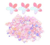 Confettis multicolores en feuille scintillante, confettis de table en forme de fleur arrose des décorations de table à paillettes en vrac pour la broderie, le tricot et l'artisanat (Rose coloré)