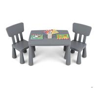 Confort et sécurité : ensemble table et 2 chaises enfant 3 pièces en PP léger avec coins arrondis pour tout-petits gris