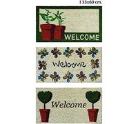 Confortime - Paillasson Coco-Caoutchouc 33 x 60 cm Welcome - 3 modèles Assortis
