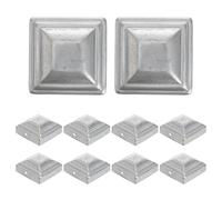CONGARTENO Capuchons de clôture métalliques 10x10 en fer argenté, faciles à installer, surface lisse, pour barres de garde-corps extérieures, lot de 10 pièces