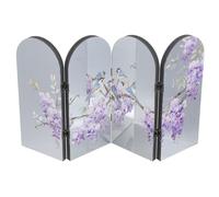 CONGARTENO Paravent Décoratif Pliable à 4 Panneaux en PVC Mousse et Acrylique Design Vintage Fleurs et Oiseaux, Léger pour Décoration de Bureau ou Salon de Thé