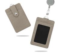 Conisy Porte badge didentite avec Laniere Retractable, Porte Carte de Badge didentite en Cuir PU Vertical avec 2 Emplacements pour Cartes, Adapte Femmes et Hommes (Porte-badge d'identité Gris)