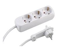 conmetall gmbh 7430170 Multiprise 3 Prises - Fiche Extra Plate - Câble de 1,4 m - Blanc - IP20 intérieur - Multiprise