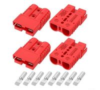 Connecteur à connexion rapide 120 A 600 V pour fil 2-6 AWG, bornes en cuivre plaqué argent avec boîtier PC pour camping-car, treuil de remorque et systèmes d'alimentation de secours (rouge)