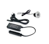 Connecteur rond Plugy avec 2 ports USB pour encastrer au meuble en couleur peinte aluminium - 5070625