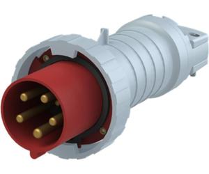Connecteur Amphenol 63 ampères CEE à 5 broches (3P+N+PE) mâle, codage 6h rouge 200/346 V à 240/415 V fréquence 50 et