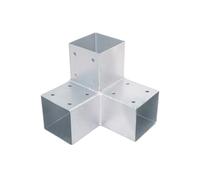 Connecteur bois HEB-032 - Modèle d'angle pour trois poutres de 70 x 70 mm - Galvanisé - Sabot de poteau - Connecteur de poteau