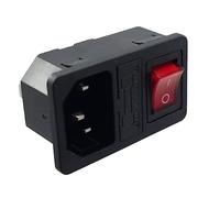 Connecteur C-14 avec interrupteur rouge et fusible 10 A/250 V