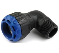 Connecteur coudé isiflo, 90°, 50 mm x G 1/2", filetage extérieur, système à connexion rapide, polyamide, pour tubes en PE, 1 pièce.