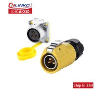 Connecteur d'alimentation Cnlinko LP20 M20 2/3/4 broches 20A 500V, montage sur panneau, étanche IP68, prise mâle et prise femelle pour câble de soudage Ensemble LP-20 4 broches