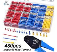 Connecteur de câble de Terminal de pelle isolé, spatule à sertir, anneau bout à bout, Kit de fourche, cosse à anneau, Kit de Terminal roulé, 102/280/480 pièces 280pcs Plier