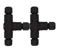 Connecteur de Câble en T 2 Pièces Ip68 Étanche | Boîte de Jonction Noire en Plastique, Réparation et Rallonge de Câbles, Usage Domestique Extérieur