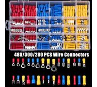 Connecteur de câble isolé, fil électrique, pelle à sertir, anneau bout à bout, jeu de fourchettes, cosses à sertir électriques, bornes roulées, Kit assorti 1200PCS